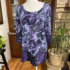ANTHONY RICHARDS SIZE X-LARGE GORGEOUS PURPLE 3/4 SLEEVE TUNIC LENGTH TOP